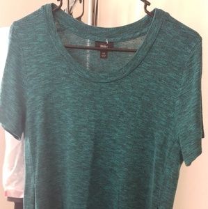 Teal and black heathered, high side slits, tunic